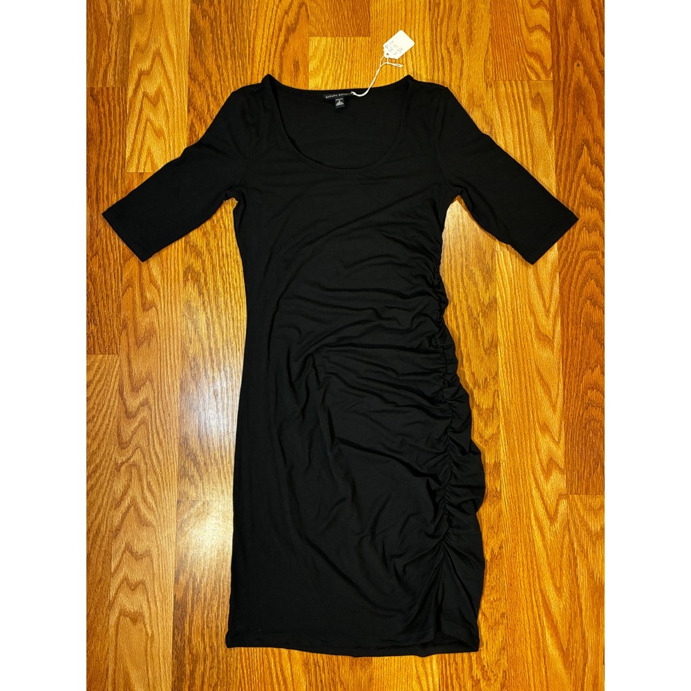 Banana Republic Ruched Sheath Dress Dark Academia Minimalist Stretch S Black